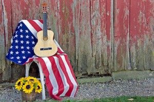 Amerikansk flagga gitarr liten